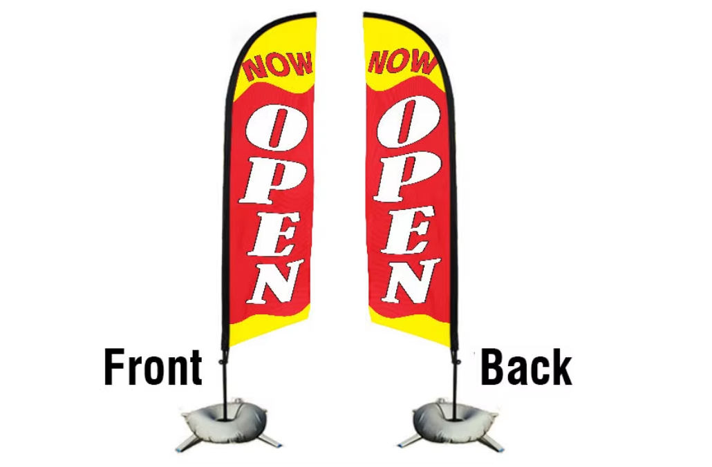 opening feather flags