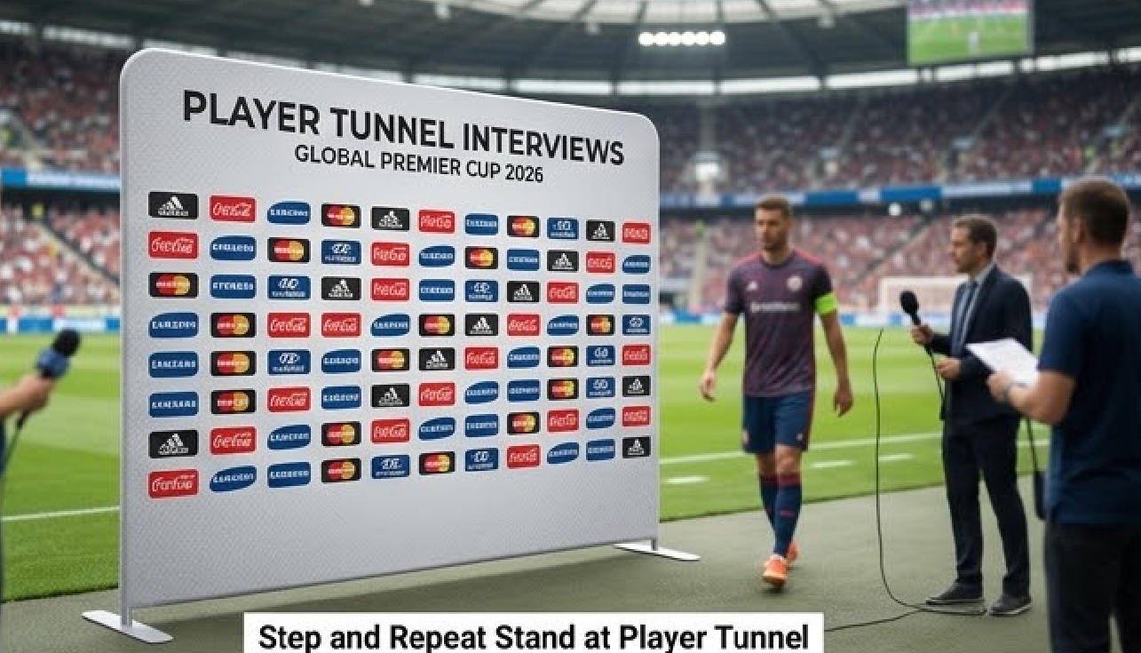 Professional soccer tournament step and repeat stands with free design