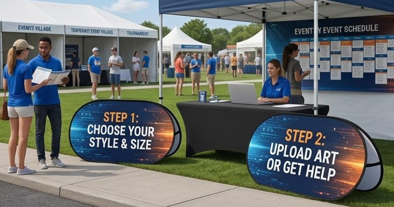 Next-day shipping custom football pop-up A-frames